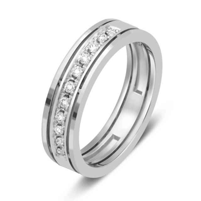 Обручальное кольцо из белого золота с бриллиантами (038008)