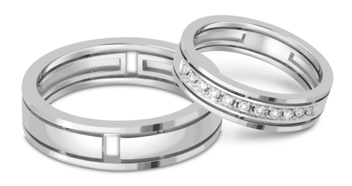 Обручальное кольцо из белого золота с бриллиантами (038008)