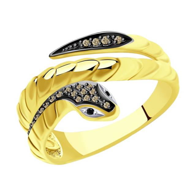 Кольцо из жёлтого золота с бриллиантами (048719)