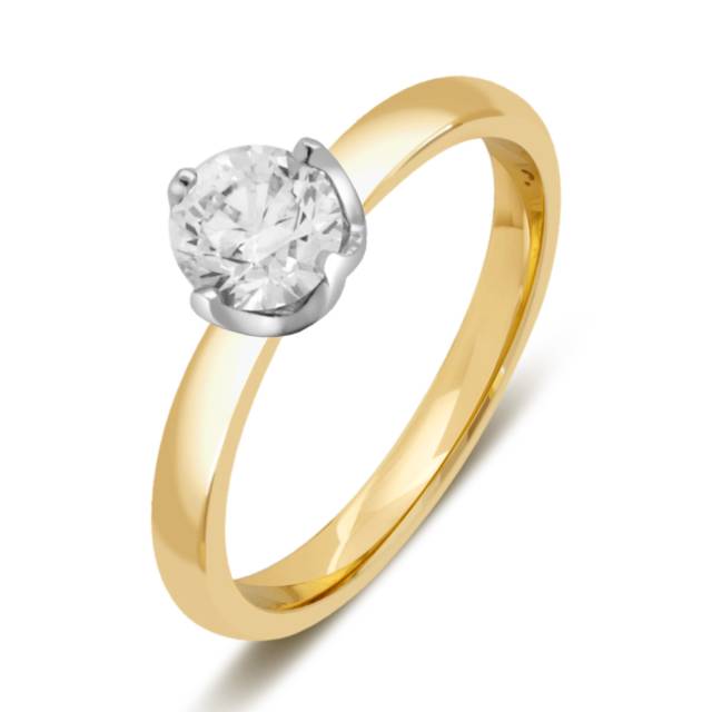 Помолвочное кольцо из комбинированного золота с бриллиантом (042457)