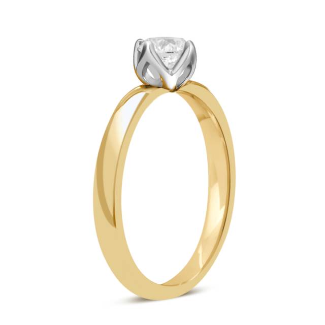 Помолвочное кольцо из комбинированного золота с бриллиантом (042457)