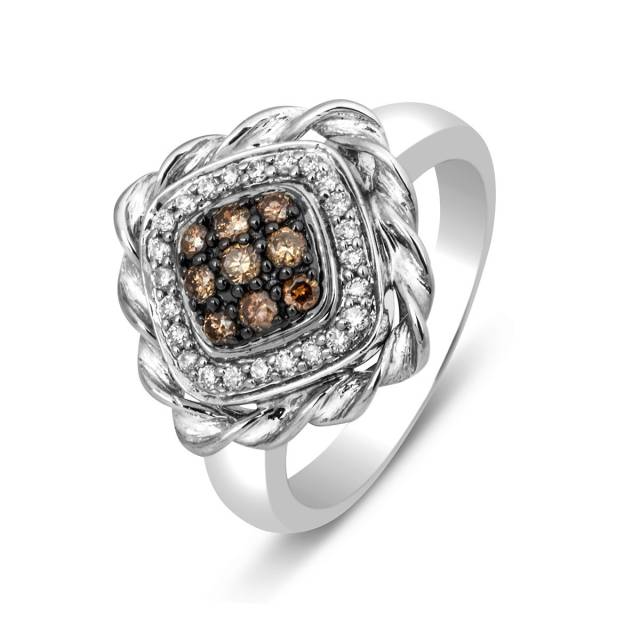 Кольцо из белого золота с бриллиантами (013749)