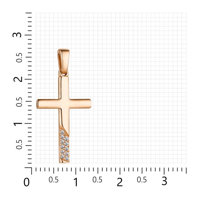 Кулон крест из красного золота с бриллиантами (042145)