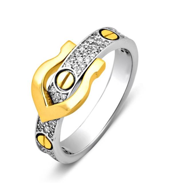 Кольцо из комбинированного золота с бриллиантами (023283)