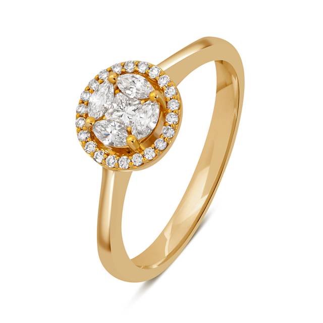 Кольцо из жёлтого золота с бриллиантами (048441)