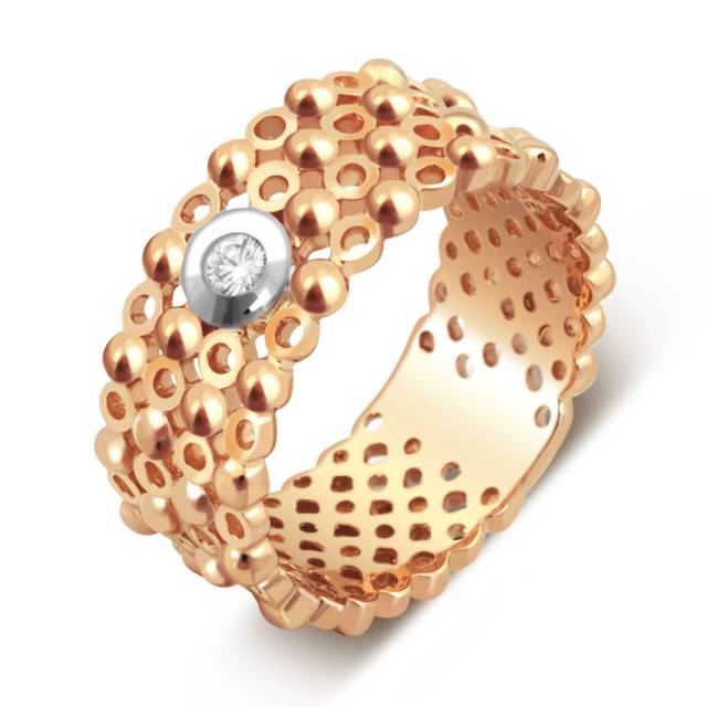 Кольцо из красного золота с бриллиантом (035875)