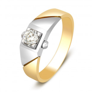 Кольцо из комбинированного золота с бриллиантом (015387)