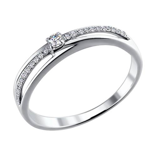 Помолвочное кольцо из белого золота с бриллиантами (027027)