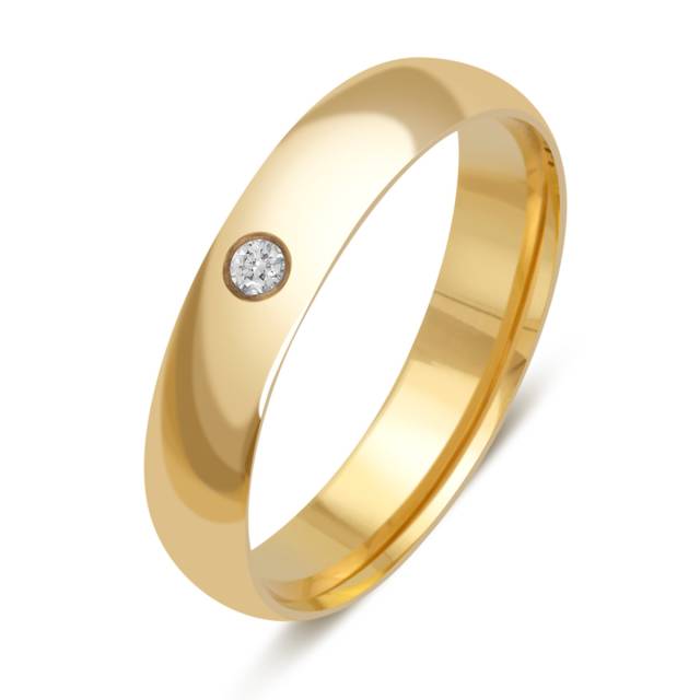 Обручальное кольцо из жёлтого золота с бриллиантом (049546)