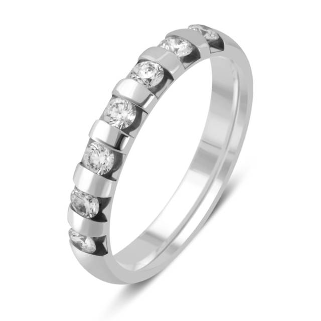 Обручальное кольцо из платины с бриллиантами (023748)