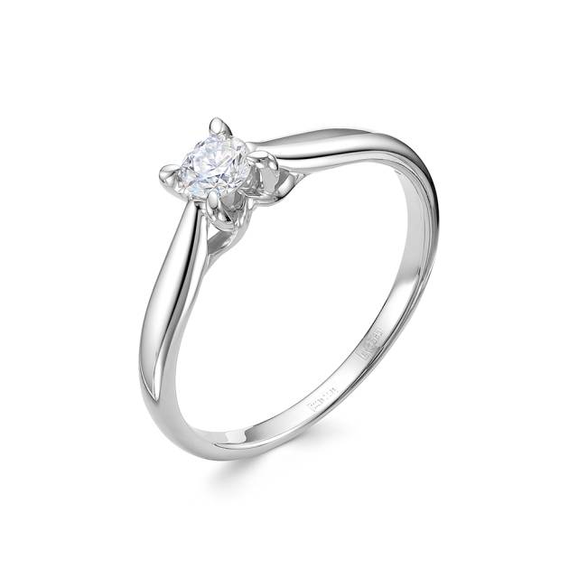 Помолвочное кольцо из белого золота с бриллиантом (053947)