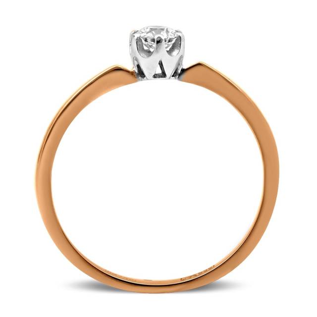 Помолвочное кольцо из комбинированного золота с бриллиантом (025676)