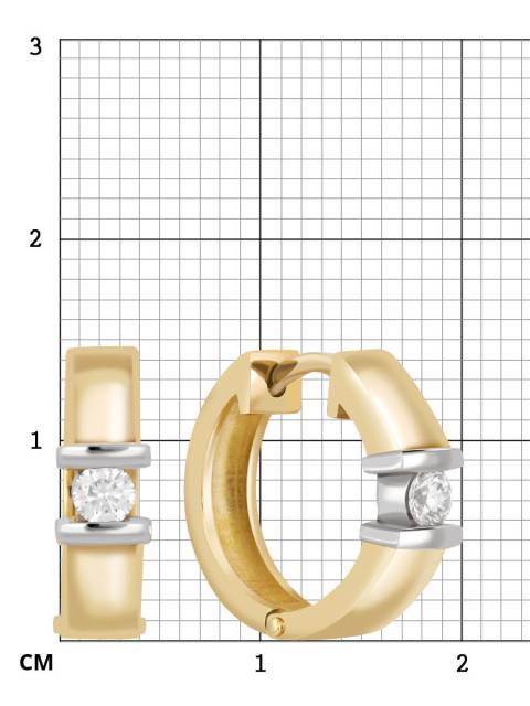 Серьги из комбинированного золота с бриллиантами (043198)