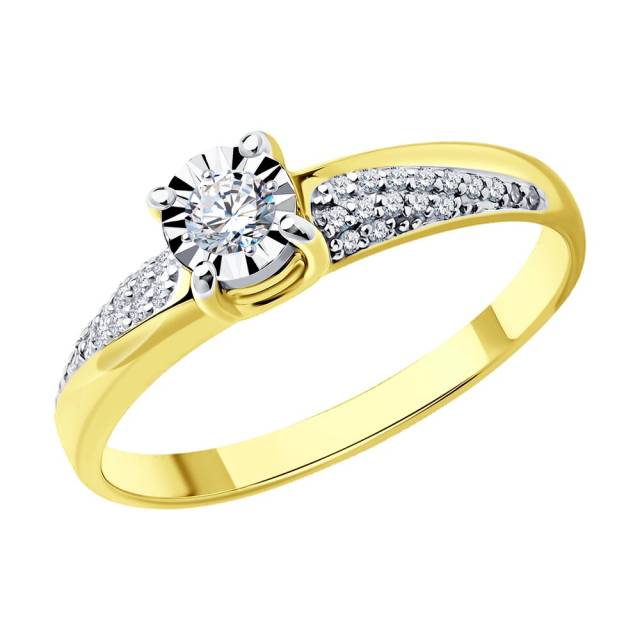 Помолвочное кольцо из жёлтого золота с бриллиантами (048583)