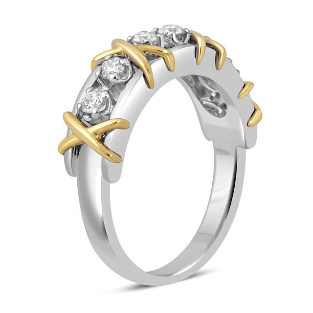 Кольцо из комбинированного золота с бриллиантами (046106)