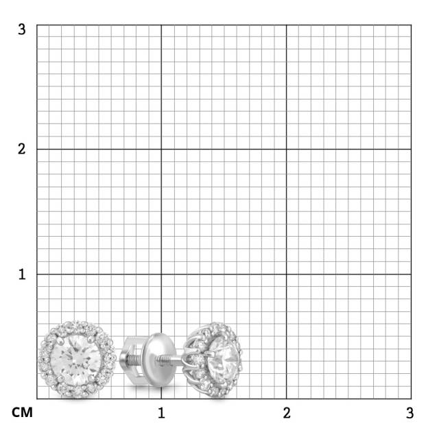 Серьги пусеты из белого золота с бриллиантами (047066)