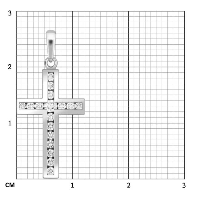 Кулон крест из белого золота с бриллиантами (048475)