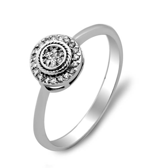 Кольцо из белого золота с бриллиантами (028519)