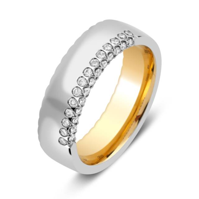 Обручальное кольцо из комбинированного золота с бриллиантами TIAMO (028087)