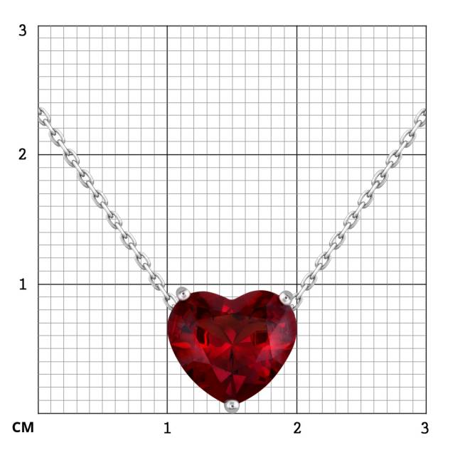 Колье из белого золота с гранатом Сердце (052524)