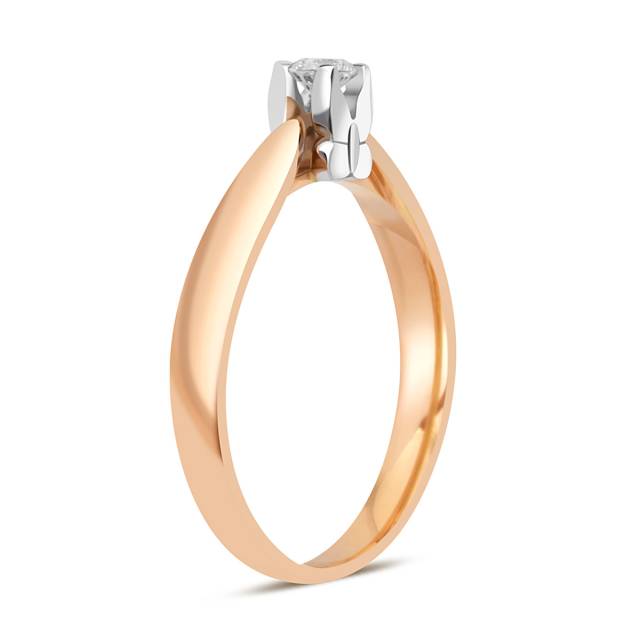Помолвочное кольцо из красного золота с бриллиантом (025727)
