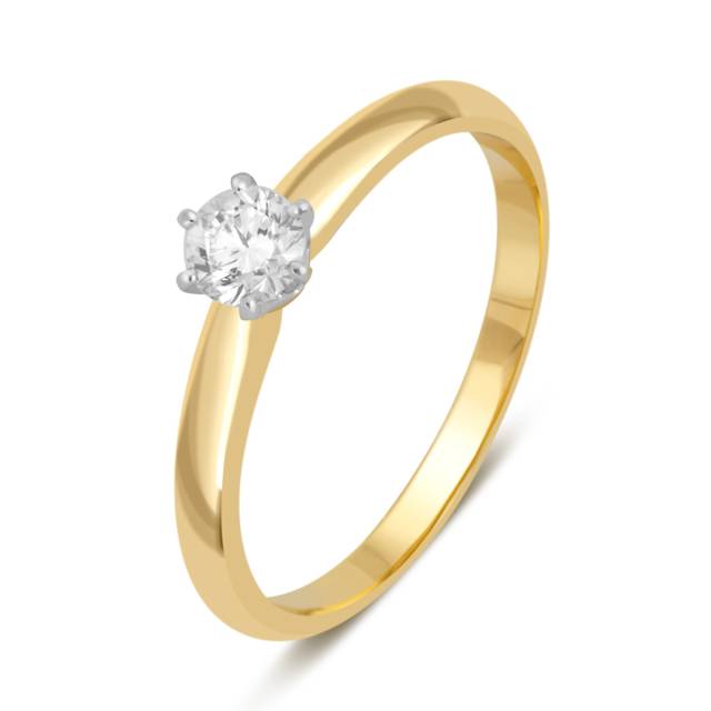 Помолвочное кольцо из комбинированного золота с бриллиантом (042938)