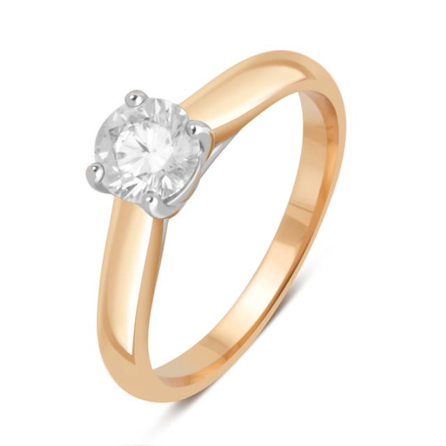 Помолвочное кольцо из комбинированного золота с бриллиантом (040591)