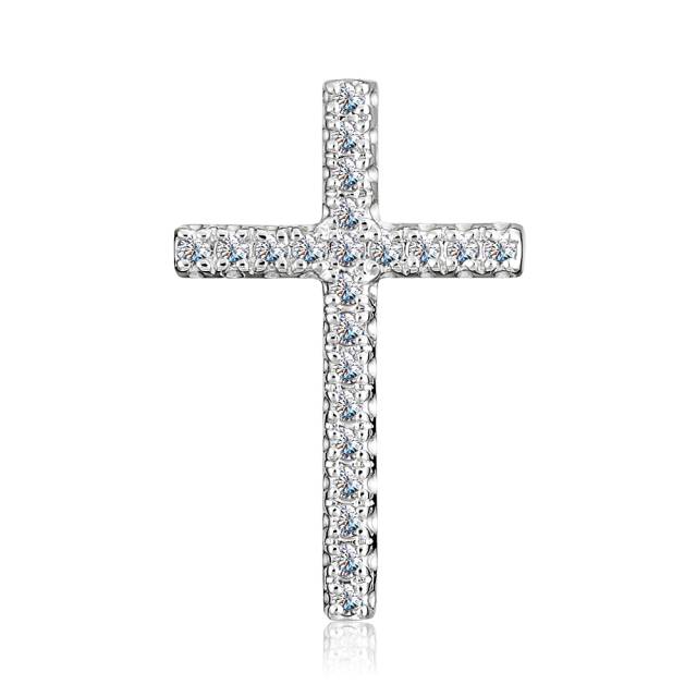 Кулон крест из белого золота с бриллиантами (053028)