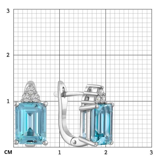 Серьги из белого золота с бриллиантами и аквамаринами (052564)
