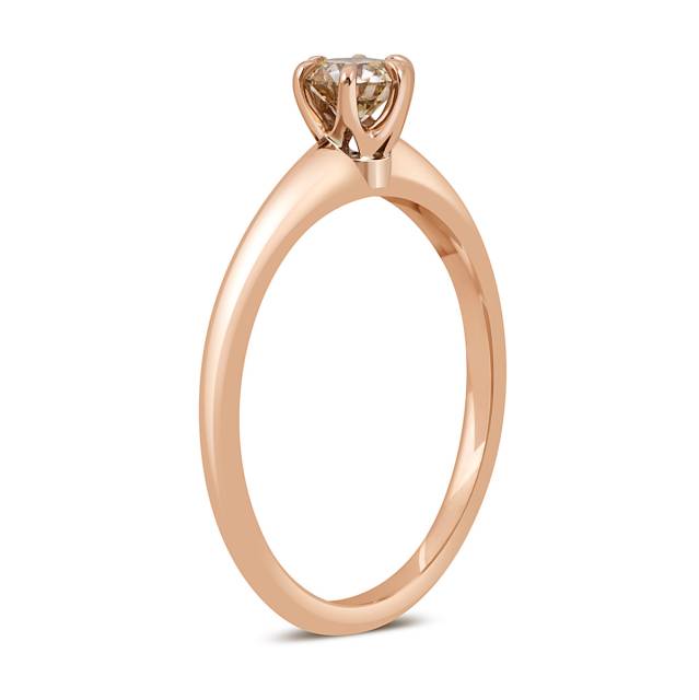 Помолвочное кольцо из красного золота с бриллиантом (049303)