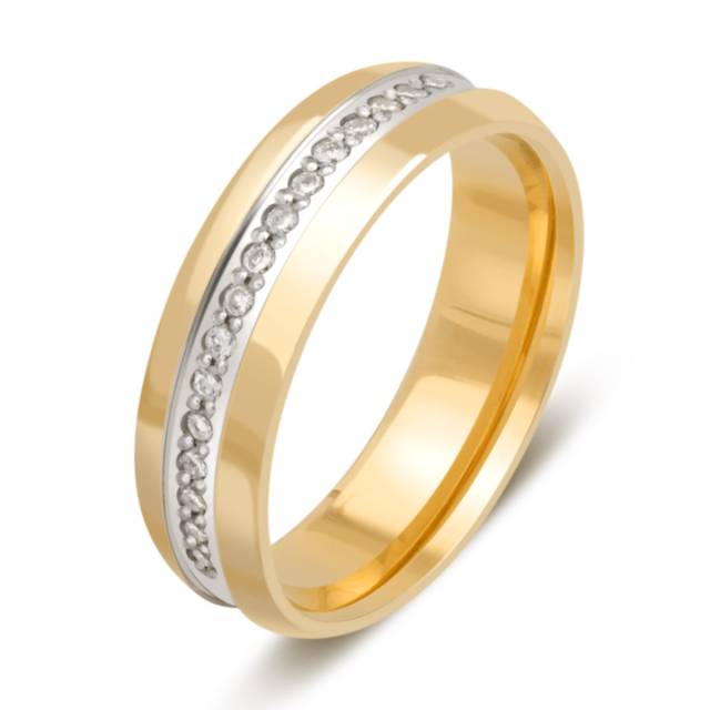 Обручальное кольцо из комбинированного золота с бриллиантами (038007)