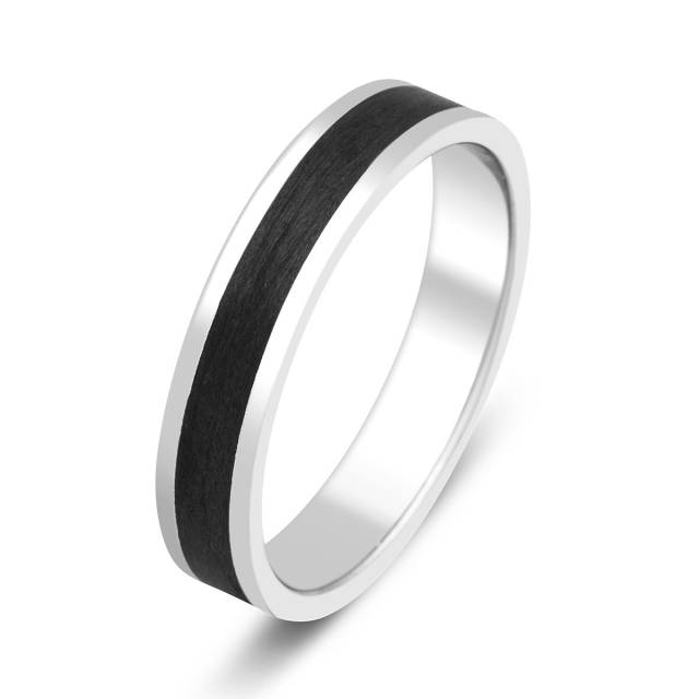 Обручальное кольцо из белого золота с карбоном (030898)