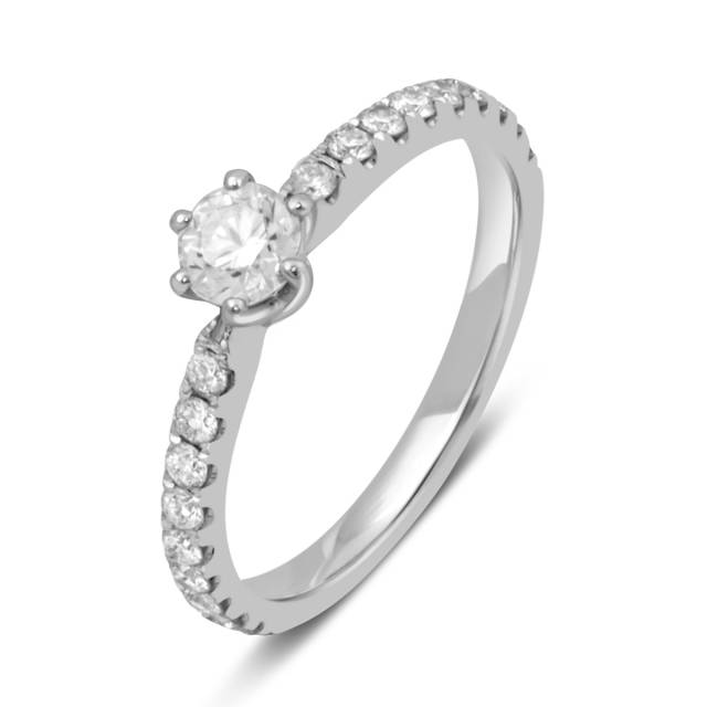 Помолвочное  кольцо из белого золота с бриллиантами (049417)