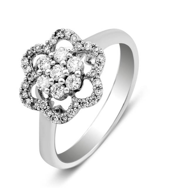 Кольцо из белого золота с бриллиантами (022178)