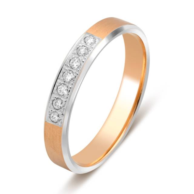 Обручальное кольцо из комбинированного золота с бриллиантами (028799)