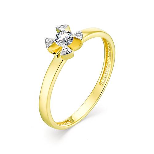 Помолвочное кольцо из жёлтого золота с бриллиантами (034442)