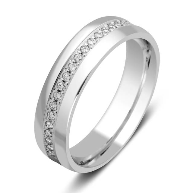 Обручальное кольцо из белого золота с бриллиантами (026106)