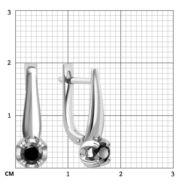 Серьги из белого золота с чёрными бриллиантами (043858)