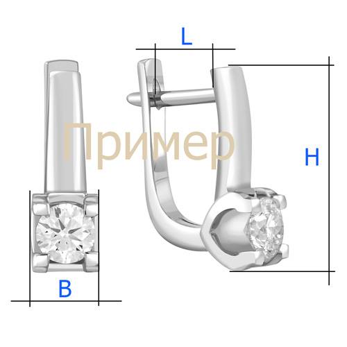 Серьги из белого золота с чёрными бриллиантами (043858)