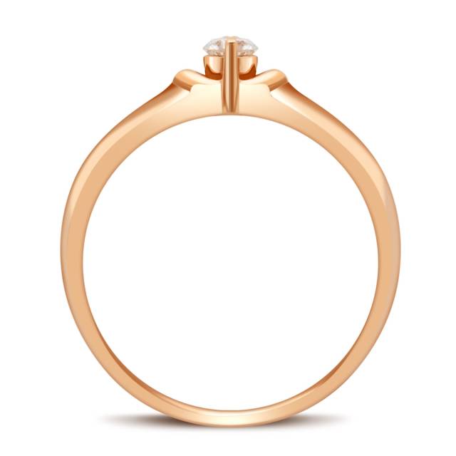 Помолвочное кольцо из красного  золота с бриллиантом (029106)