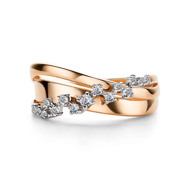 Кольцо из комбинированного золота с бриллиантами (050247)