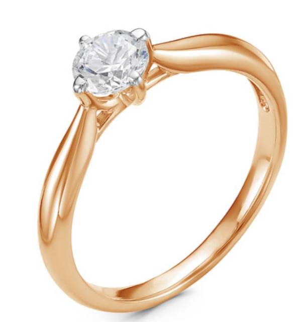 Помолвочное кольцо из красного золота с бриллиантами (057560)