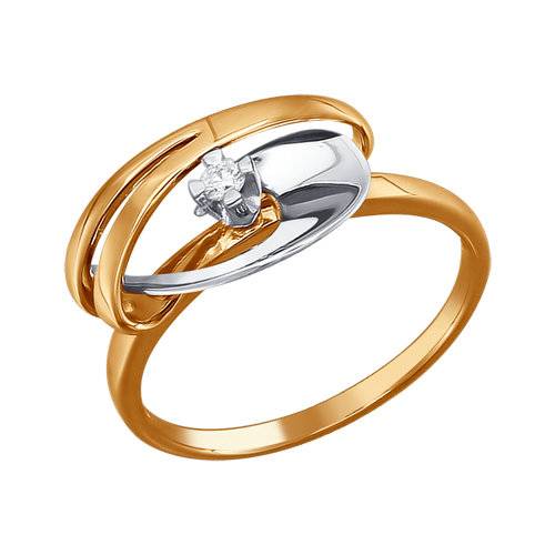 Кольцо из комбинированного золота с бриллиантом (029536)