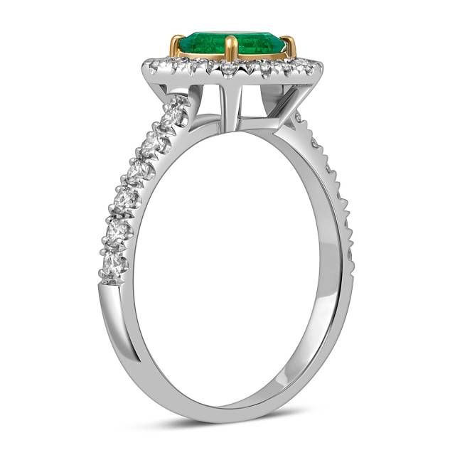 Кольцо из белого золота с бриллиантами изумрудом (052650)