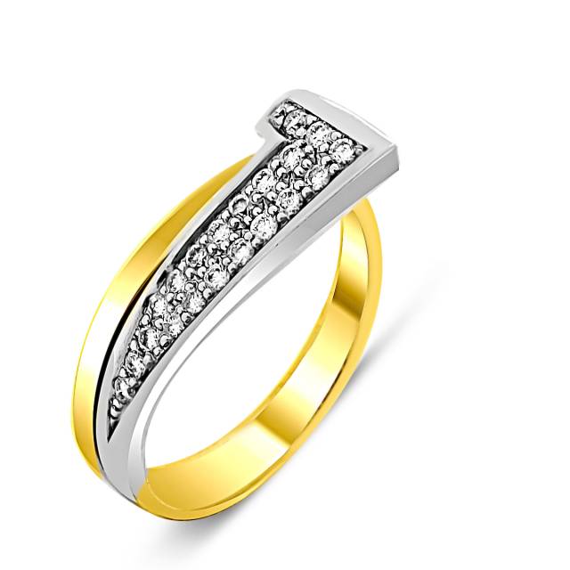 Кольцо из комбинированного золота с бриллиантами (020965)