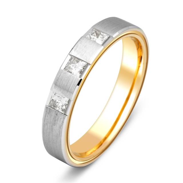 Обручальное кольцо из комбинированного золота с бриллиантами TIAMO (000653)