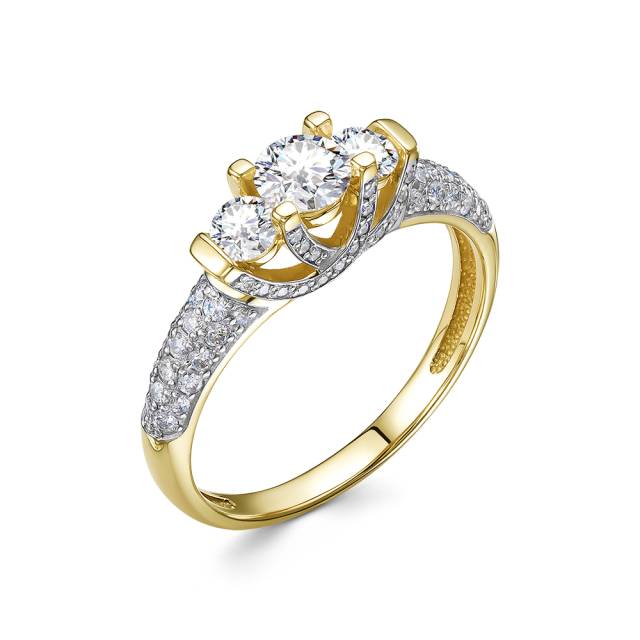 Помолвочное кольцо из жёлтого золота с бриллиантами (054701)
