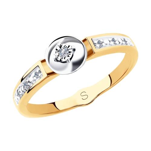 Помолвочное кольцо из комбинированного золота с бриллиантами (040788)