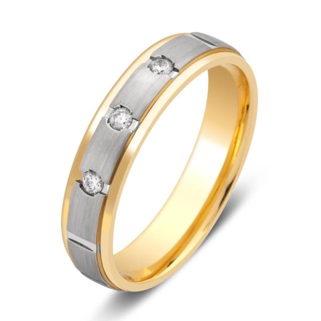 Обручальное кольцо из комбинированного золота с бриллиантами TIAMO (000088)