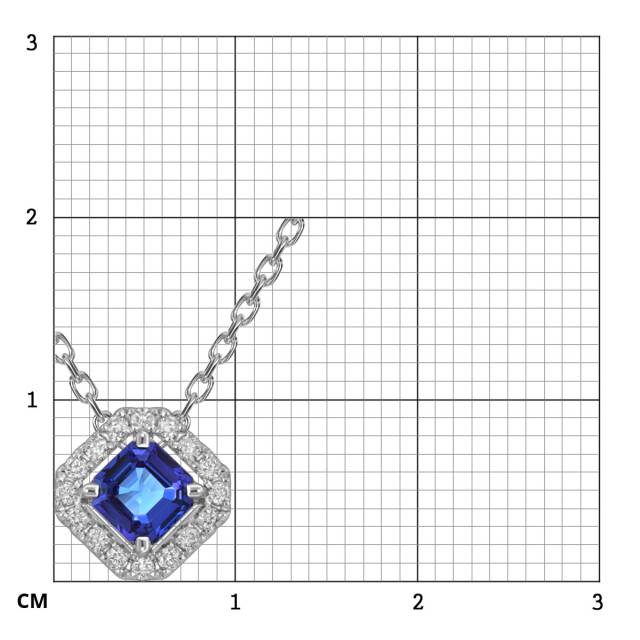Колье из белого золота с бриллиантами и сапфиром (055136)